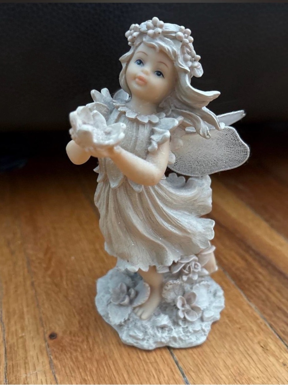 Ceramic Fairy Figurine with Floral Details